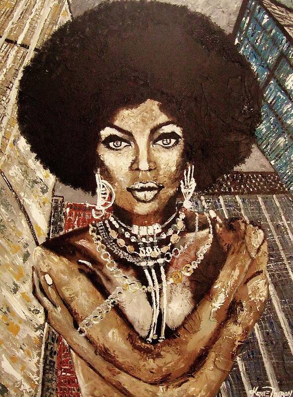 Africa Art Print featuring the painting Afro Beauty in Manhattan by Kowie Theron