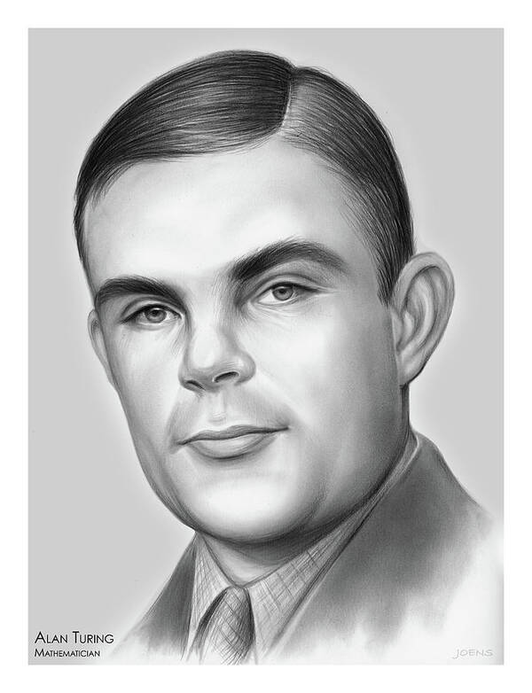 Alan Turing Art Print featuring the drawing Alan Turing by Greg Joens