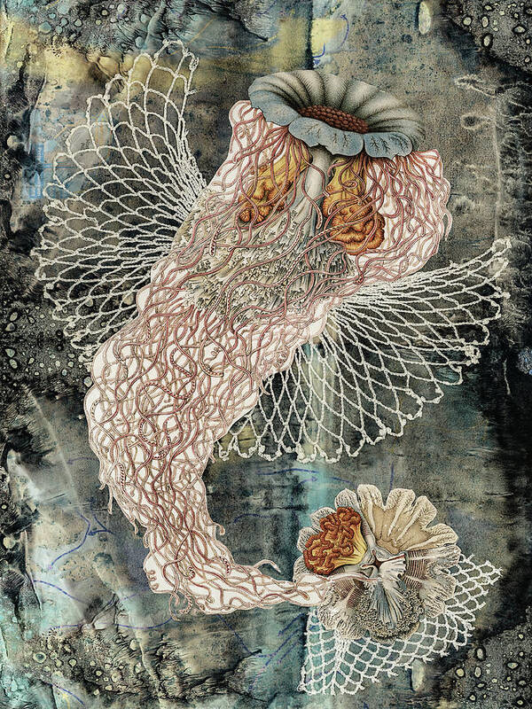 Collage Art Print featuring the mixed media Angel Jellies by Sharon Nickodem