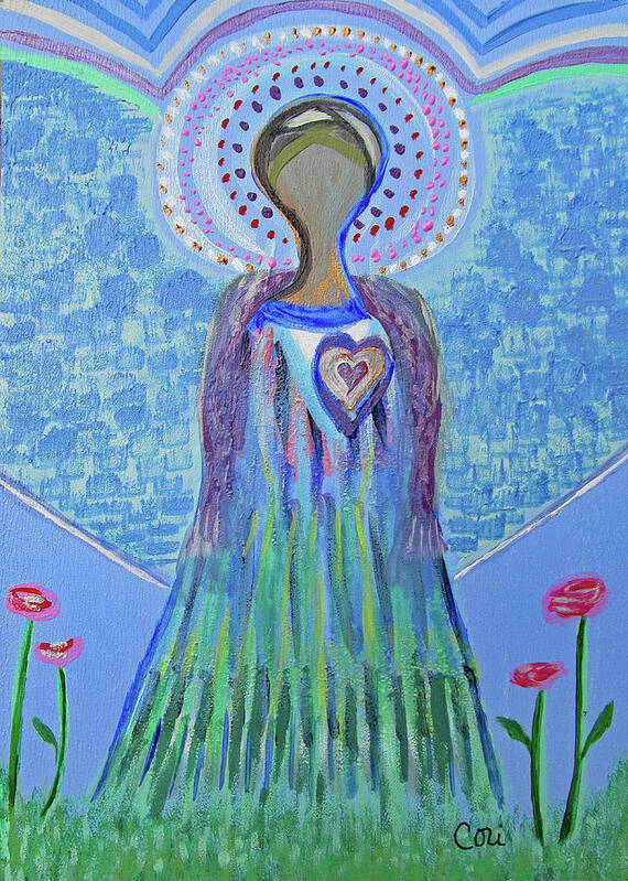 Angel Art Print featuring the painting Angel Lady by Corinne Carroll