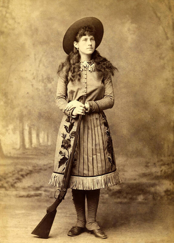 Annie Oakley Art Print featuring the photograph Annie Oakley - Sepia by David Hinds