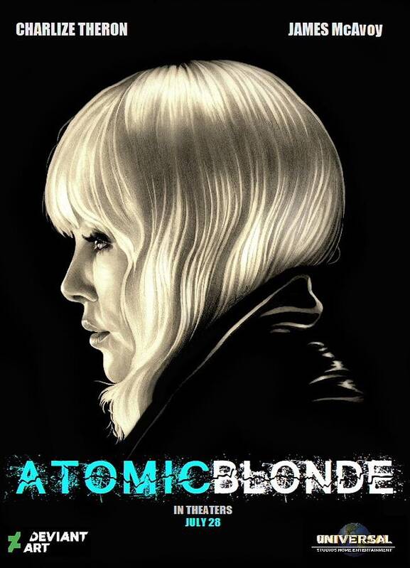 Atomic Blonde Art Print featuring the drawing Atomic Blonde by Fred Larucci