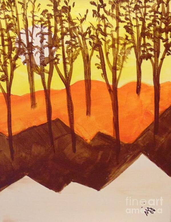 Landscape Art Print featuring the painting Autumn Hills by Saundra Johnson