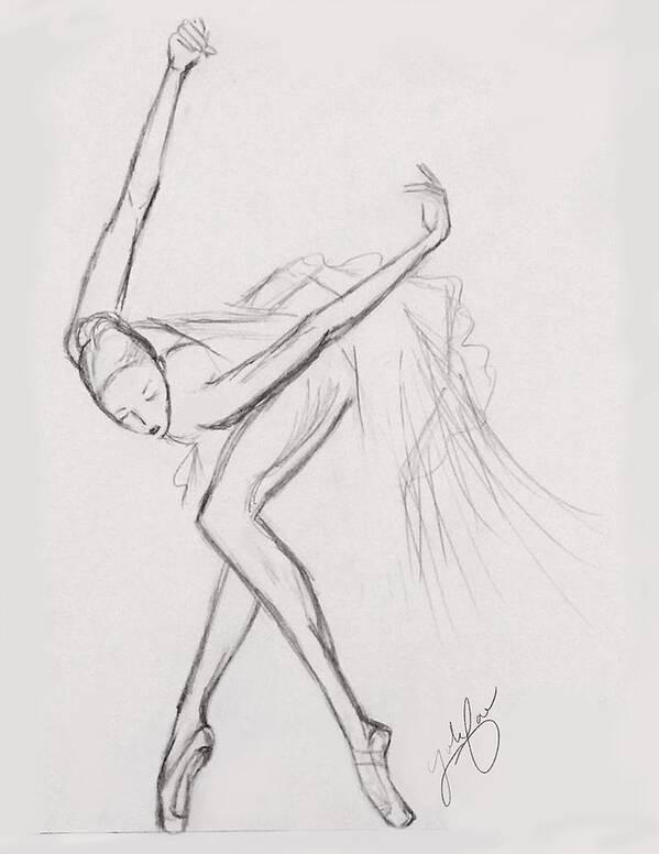 Sketch Art Print featuring the drawing Ballerina Rough Sketch by Yolanda Holmon