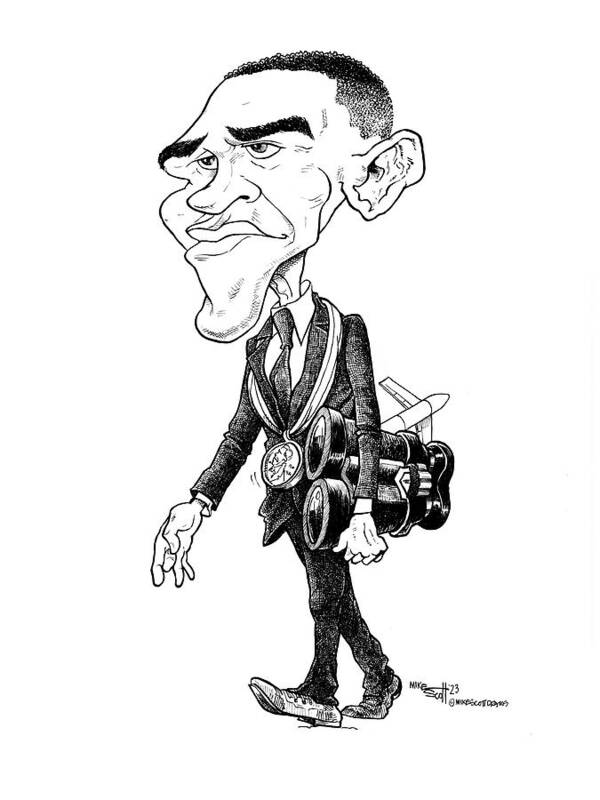 Funny Art Print featuring the drawing Barack Obama by Mike Scott
