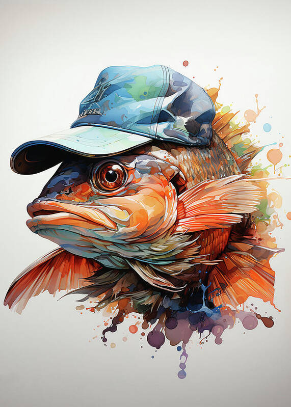 Bass Fish Wearing Baseball Cap Art Print by Towery Hill - Pixels