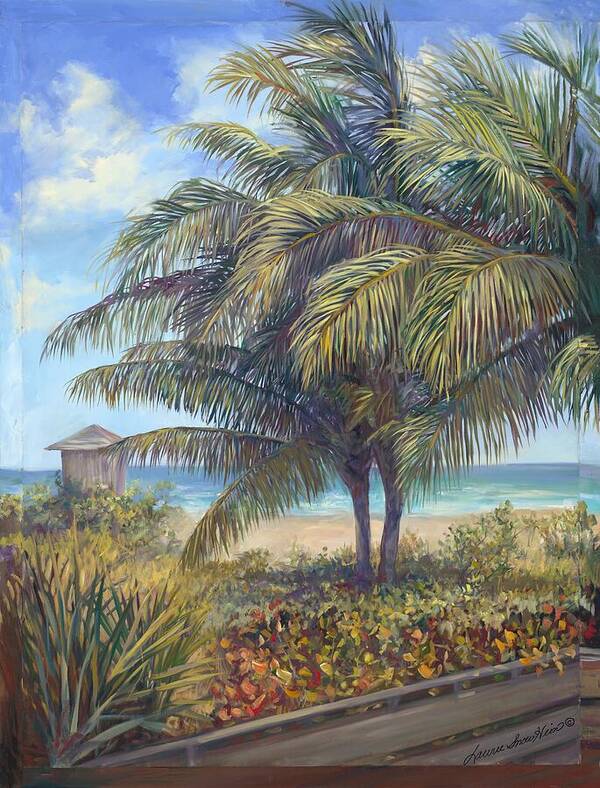 Beach Art Print featuring the painting Beach Trip Tryptic Left by Laurie Snow Hein