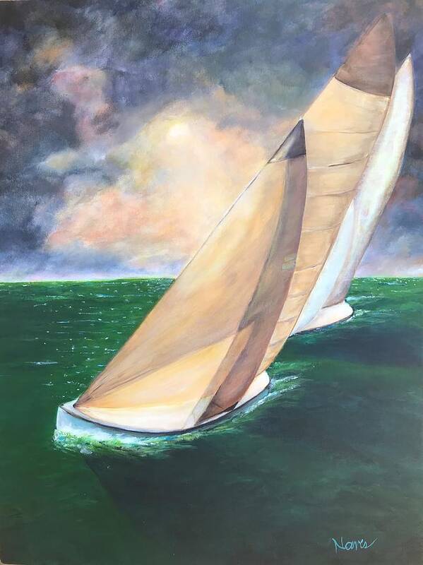 Sailboats Art Print featuring the painting Beating to Home by Deborah Naves