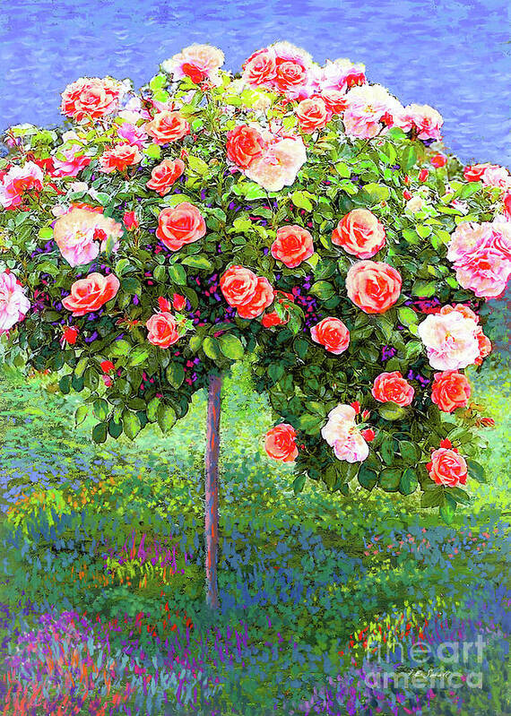 Tree Art Print featuring the painting Beautiful Little Rose Tree by Jane Small