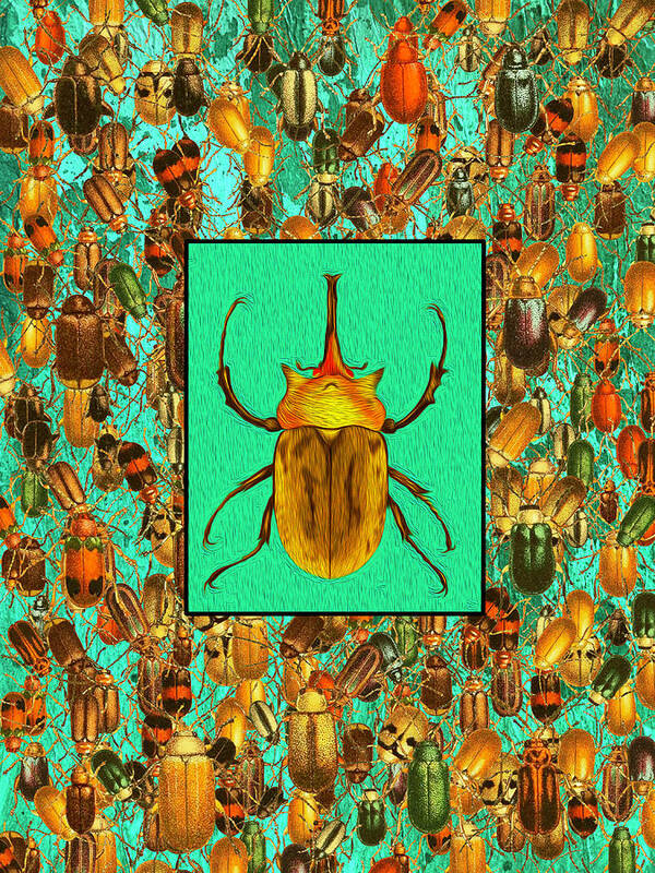 Beetle Art Print featuring the digital art Beetle portrait by Lorena Cassady