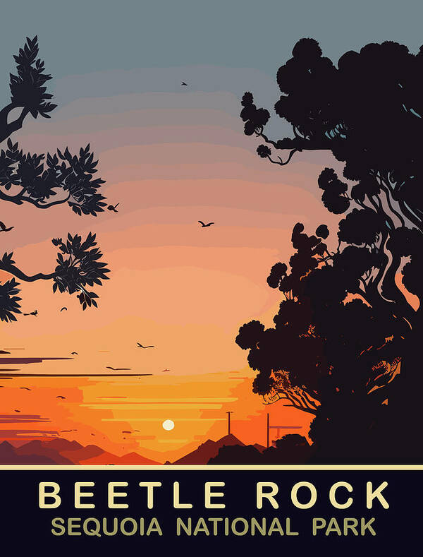 Beetle Rock Art Print featuring the digital art Beetle Rock, Sequoia National Park by Long Shot