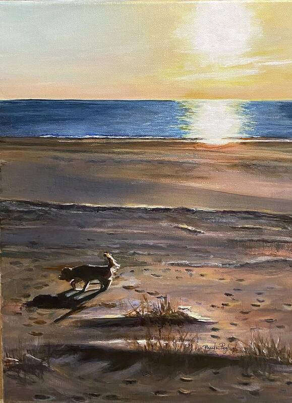 Painting Art Print featuring the painting Best Time on the Beach by Paula Pagliughi