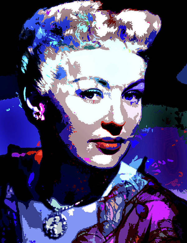 Betty Art Print featuring the digital art Betty Grable psychedelic portrait by Movie World Posters