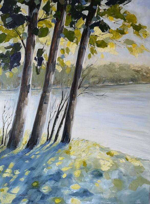 Nature Walk Art Print featuring the painting Bond Lake by Sheila Romard