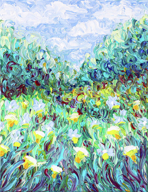 Meadow Art Print featuring the painting Breezy Meadow by Bari Rhys
