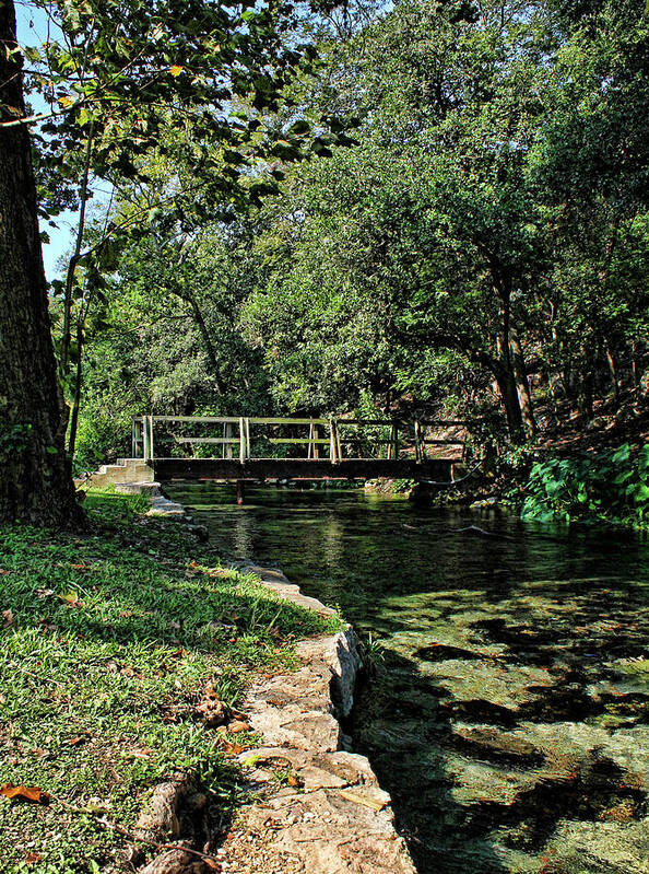 New Braunfels Art Print featuring the photograph Bridge of Serenity by Judy Vincent