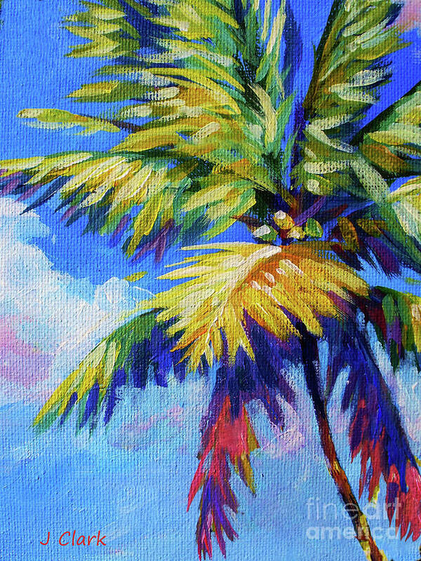 Hawaii Art Print featuring the painting Bright Palm by John Clark