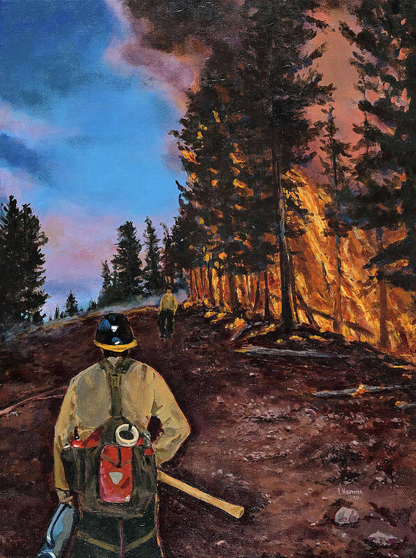 Wildland Fire Art Print featuring the digital art Burn Out by Les Herman