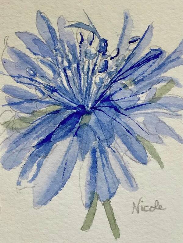 Cornflower Art Print featuring the painting Burst of Blue by Nicole Curreri