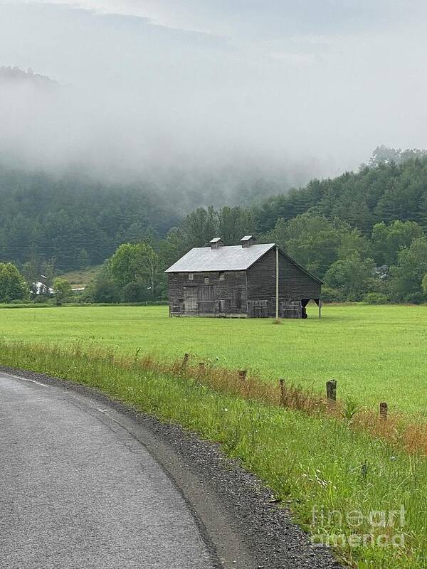 Cabin Art Print featuring the photograph Cabin in Fog by LeLa Becker