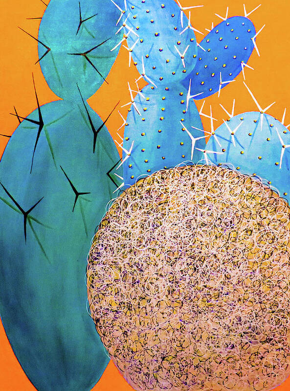 Cactus Art Print featuring the painting Cactus Tumble by Ted Clifton