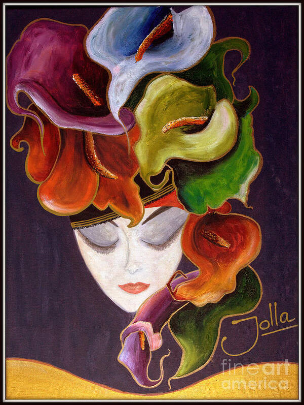 Calla Lily Dame Art Print featuring the painting Calla Lily Dame.. by Jolanta Anna Karolska