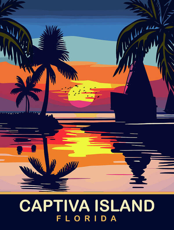 Captiva Art Print featuring the digital art Captiva Island, Florida by Long Shot