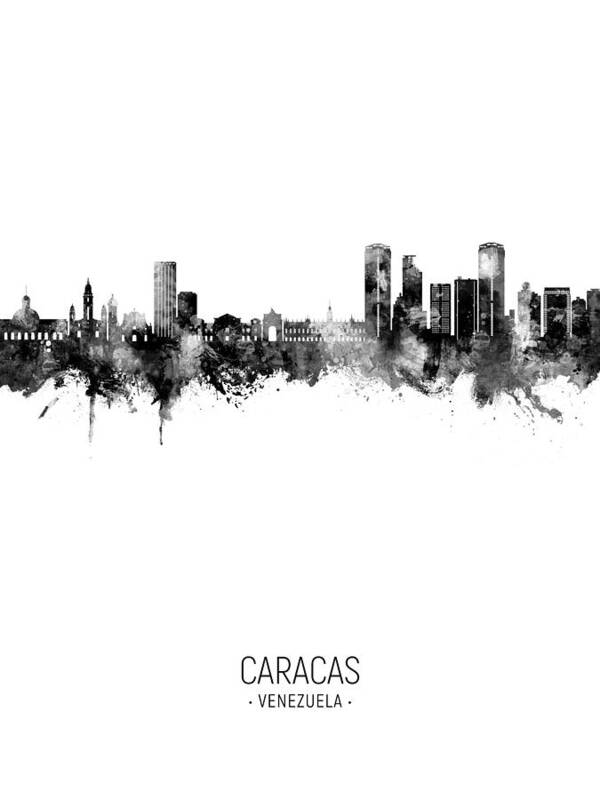 Caracas Art Print featuring the digital art Caracas Venezuela Skyline #84 by Michael Tompsett
