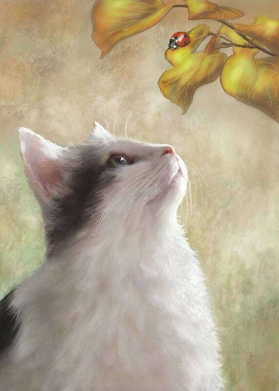 Cat Art Print featuring the digital art Cat 669 by Lucie Dumas
