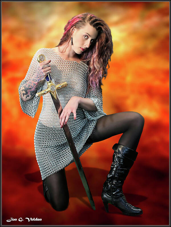 Sword Art Print featuring the photograph Chain Mail Shirt And Sword by Jon Volden