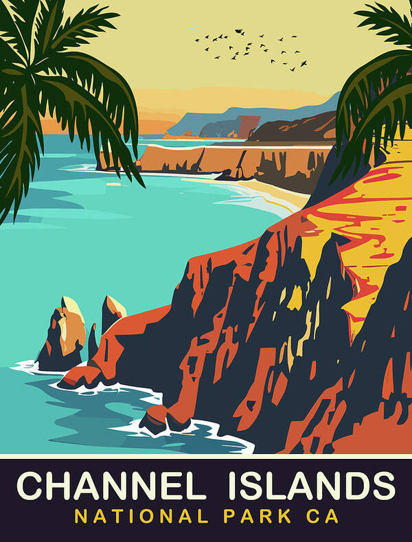 Channel Islands Art Print featuring the digital art Channel Islands, CA by Long Shot