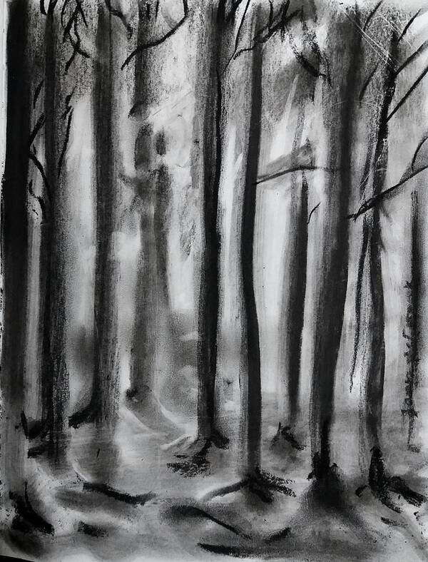 Charcoal Art Print featuring the drawing Charcoal Forest by James McCormack