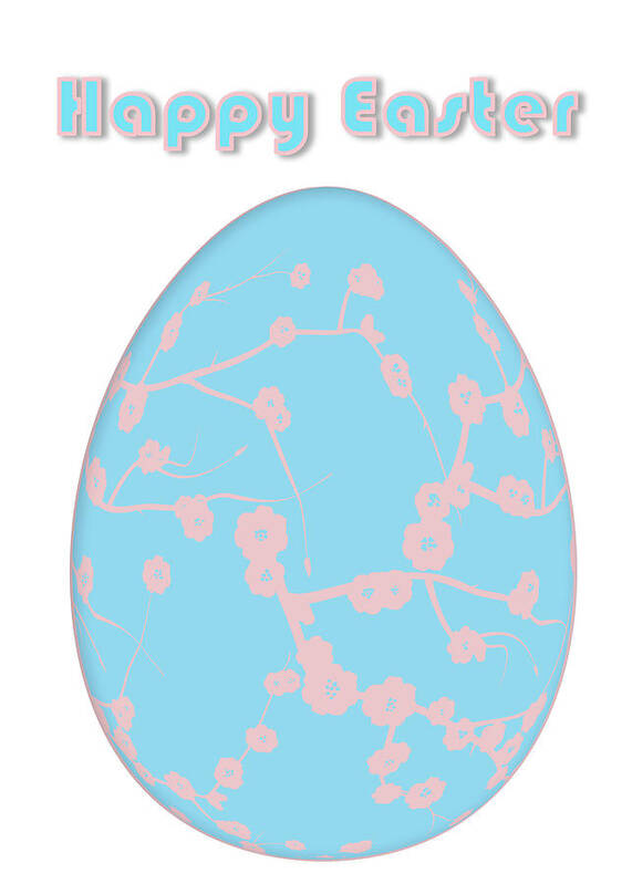 Easter Art Print featuring the mixed media Cherry Blossom Easter Egg by Moira Law