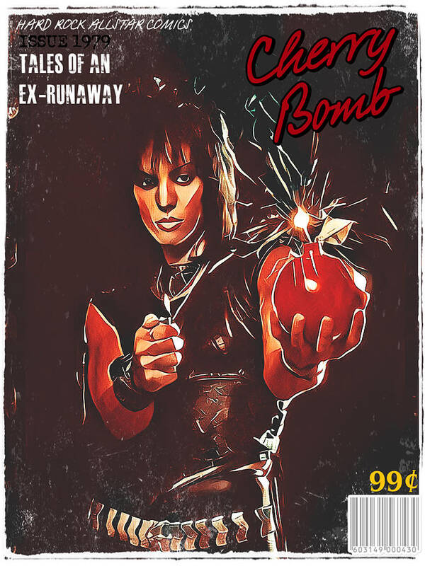 Joan Jett Art Print featuring the digital art Cherry Bomb Comic Book by Christina Rick