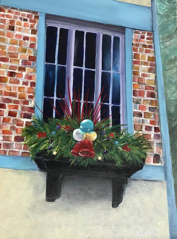 Holiday Art Print featuring the painting Christmas Window Box by Deborah Naves
