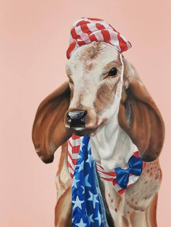 Cow Art Art Print featuring the painting Clifford in pink by Alexis King-Glandon