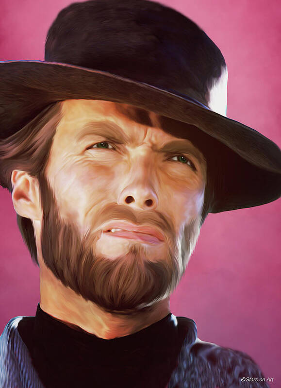 Bio Art Print featuring the painting Clint Eastwood illustration -b1 by Movie World Posters