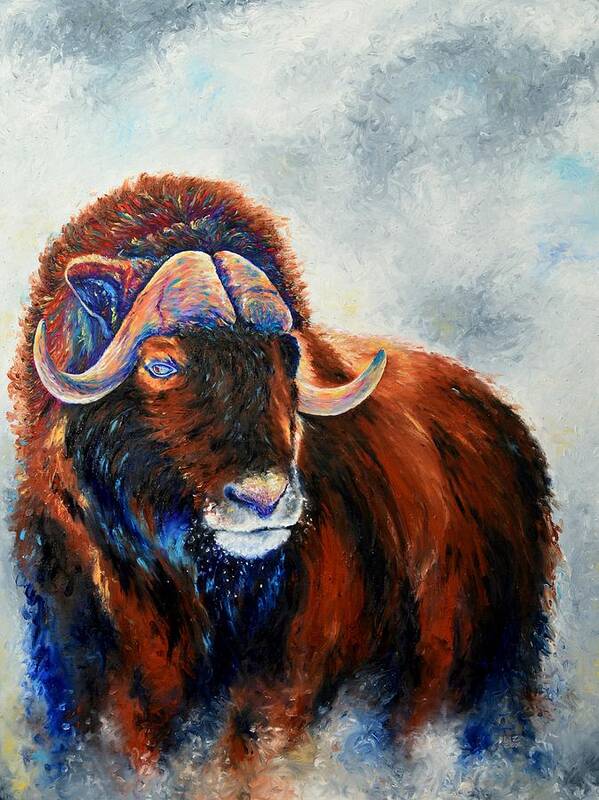 Muskox Art Print featuring the painting Coldest Winter by Elizabeth Cox