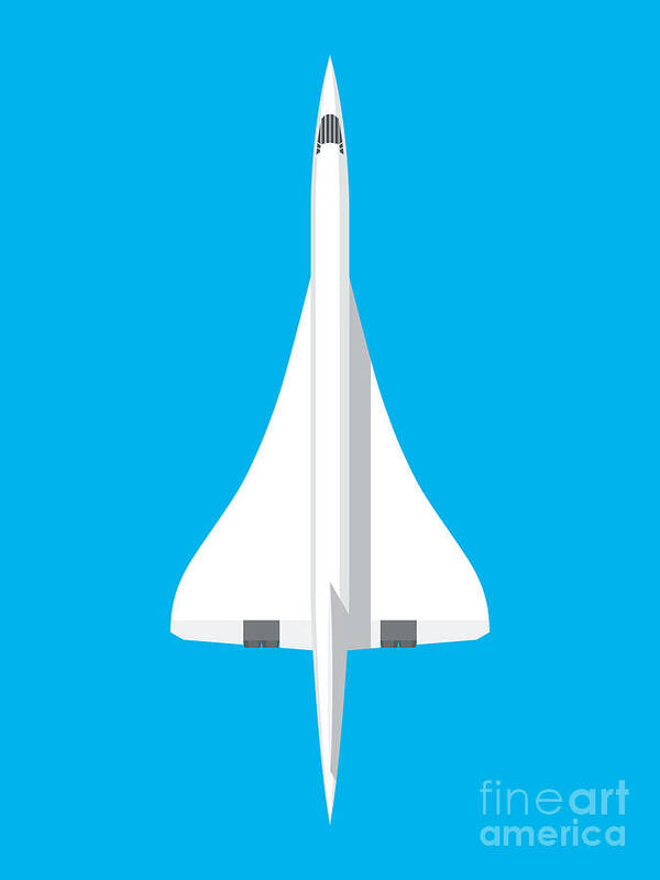 Concorde Art Print featuring the digital art Concorde jet airliner - Cyan by Organic Synthesis