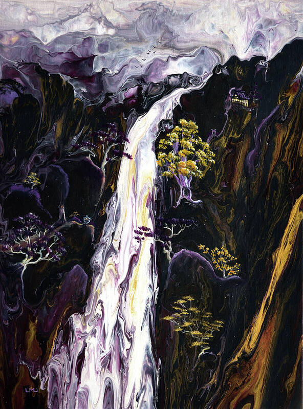 Waterfall Art Print featuring the painting Contemplating the Journey by Laura Iverson