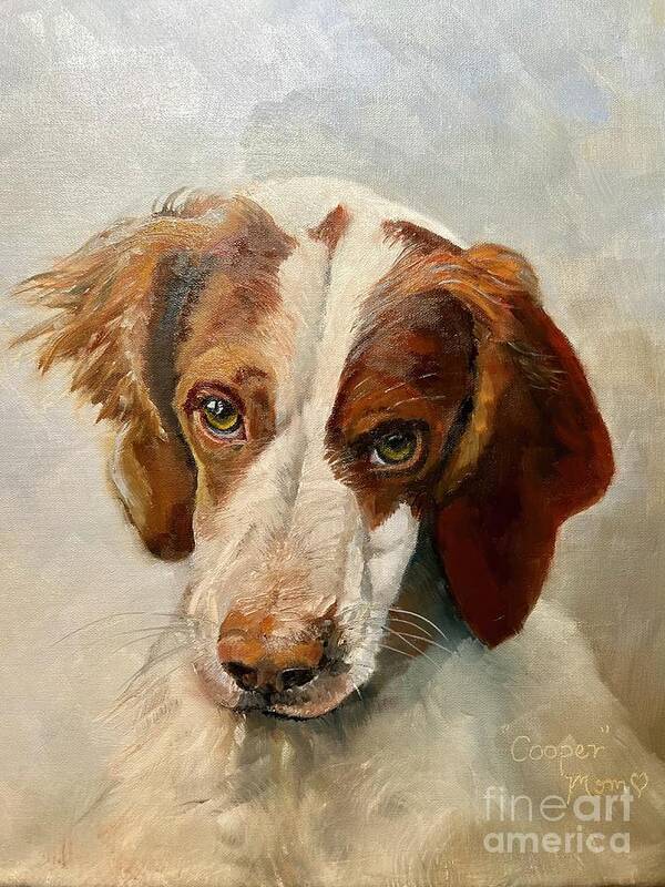 Brittany Spaniel Art Print featuring the painting Cooper - Brittany Spaniel by Jan Dappen
