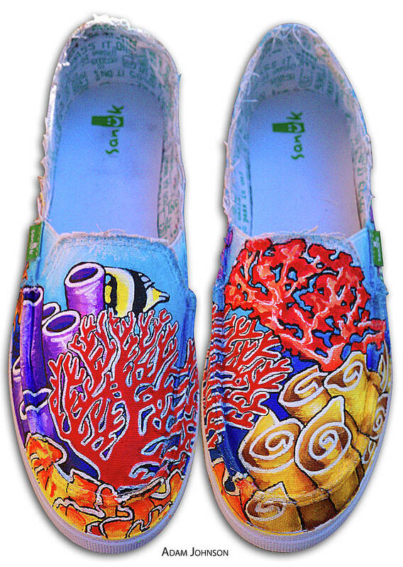 Coral Art Print featuring the painting Coral Reefer Sanuks by Adam Johnson