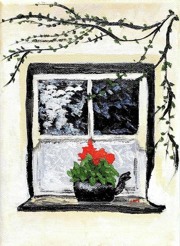  Art Print featuring the painting Cottage Window by Amy Kuenzie