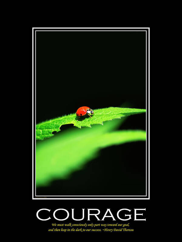 Inspiring Art Print featuring the mixed media Courage Inspirational Motivational Poster Art by Christina Rollo