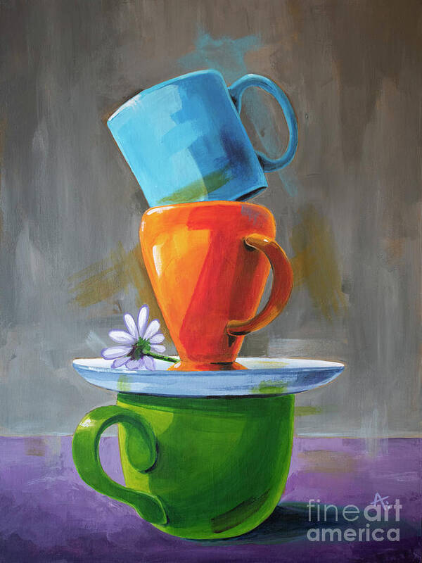 Cups Art Print featuring the painting Cups of Kindness-Peace by Annie Troe