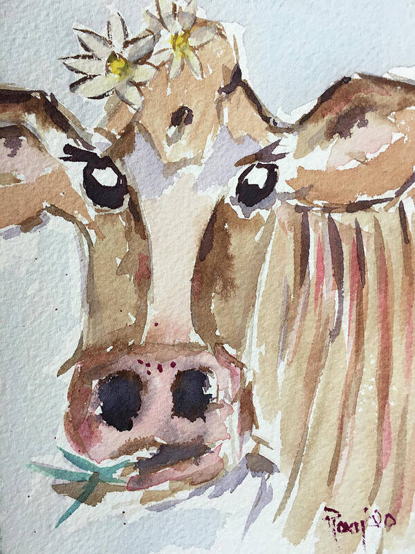 Cow Art Print featuring the painting Daisy Mae by Roxy Rich