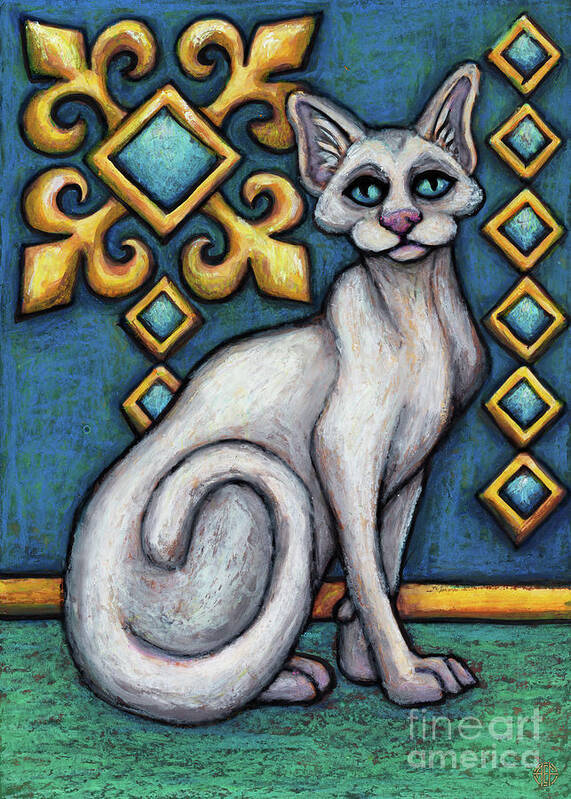 Cat Portrait Art Print featuring the painting Damien. The Hauz Katz. Cat Portrait Painting Series. by Amy E Fraser