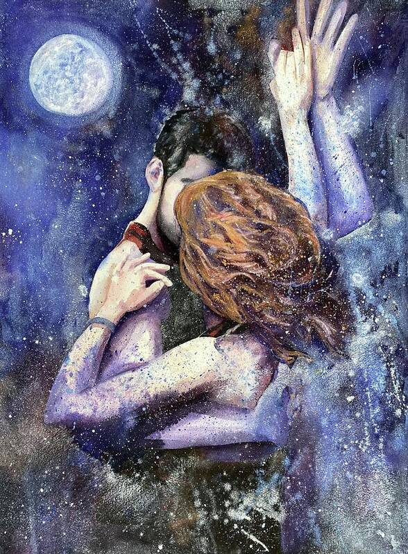 Couple Art Print featuring the painting Dancing in the Moonlight by Michal Madison
