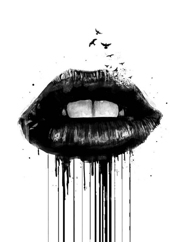 Lips Art Print featuring the mixed media Dead love by Balazs Solti