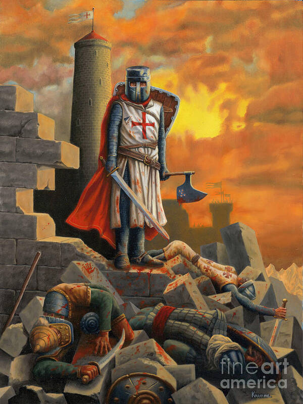 Medieval Art Print featuring the painting Defender by Ken Kvamme